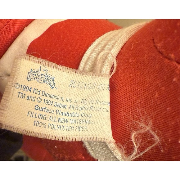 VTG 1994 Mighty Morphin Power Rangers Red Plush 19" MOVABLE ARMS Ranger - Picture 8 of 8